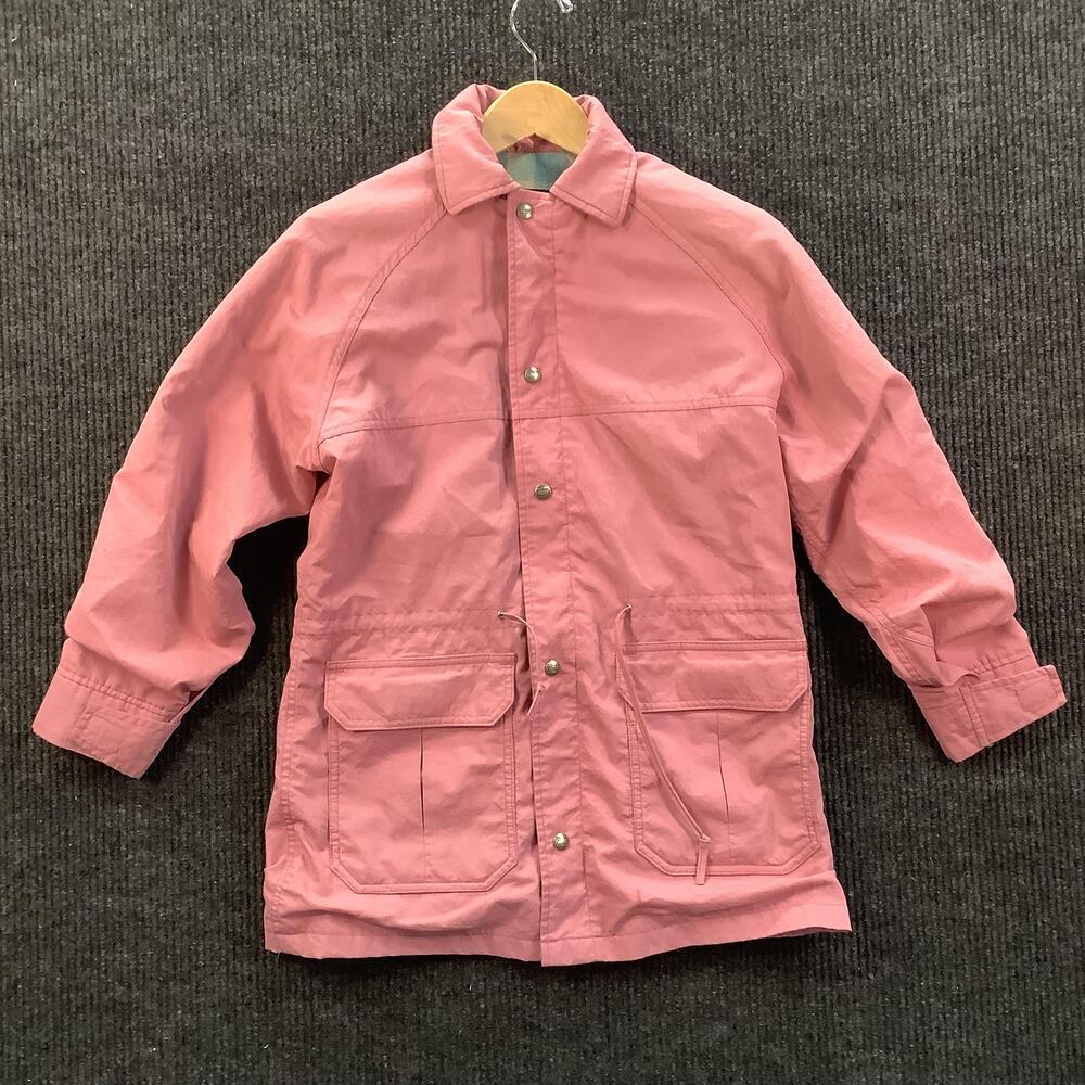 Vintage Woolrich Woman Jacket Womens Small Pink Plaid Lined Parka Made USA 80s